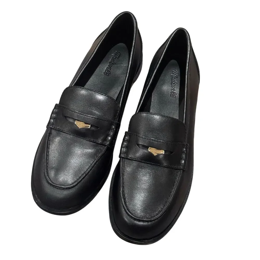 Madewell The Grayson Penny Loafer Shoes Comfort Leather True Black Size 8 NWOB